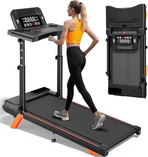 Image of Walking Pad Treadmills for Home - Foldable Treadmill with Handle Bar, 4 Levels Height, 12% Incline, Stand Desk
