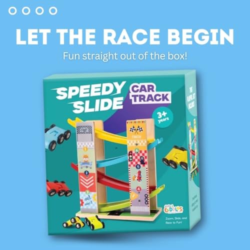 Image of Cots and Cuddles Multilevel Ramp Race Track Set with 4 Mini Cars for Kids | Montessori Motor Skill Development Toy | Gift for 2+ Year Old Boys & Girls | Made in India
