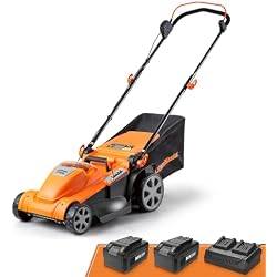 1 of LawnMaster CLMF4817E 48V MAX Brushless Mower with 2X24V MAX 4.0Ah Battery and a Dual Charger