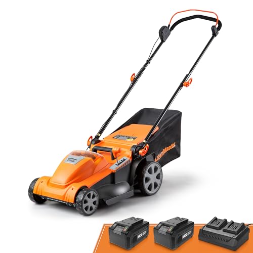 LawnMaster CLMF4817E 48V MAX Brushless Mower with 2X24V MAX 4.0Ah Battery and a Dual Charger by LawnMaster - Used condition - US$156.19