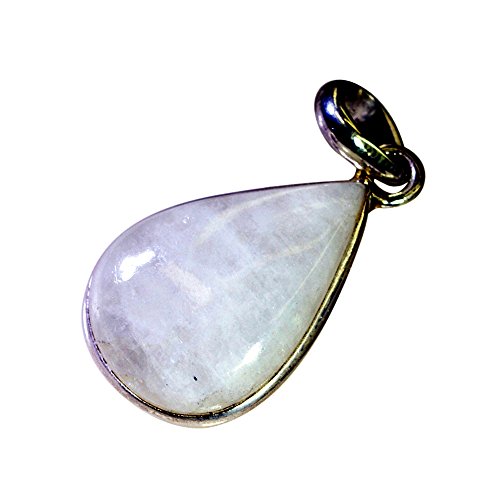 Pendentif en pierre de lune véritable argent fin collier poire élégant