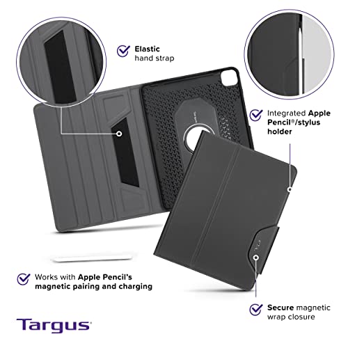 Targus Versavu Classic Apple Ipad Air,Ipad Pro 12.9-Inch (3Rd,4,5 And 6Th Gen) Protective Tablet Case With Slim Trifold Stand Cover, Enhanced Audio, Stylus Holder,Secure Strap Closure, Black(Thz775Gl) #TOP2