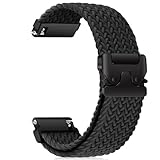 [RoSoki] バンド 18mm 20mm 22mm 対応 ナイロン 交換用バンド ブレイデッド Huawei、Xiaomi、Samsung、Amazfit 、Garmin、Ticwatch 用 編組 パラシュートバックル 交換ベルト スポーツ ストラップ 替えストラップ 伸縮性 軽量 柔軟性 速乾性 水洗可能 頑丈 装着簡単 調整しやすい 男女兼用 (ブラック - 22mm)