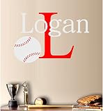 Baseball Monogram (CUSTOM NAME) ~ Wall Decal 12" X 18"