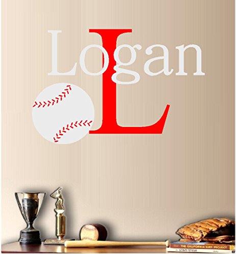 Baseball Monogram (Custom Name) ~ Wall Decal 12" X 18" #TOP13