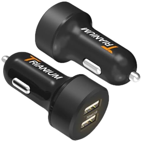Trianium Car Charger 24W (2 Pack) Dual Charger Adapter, AtomicDrive SmartUSB Compatible iPhone 12 11 Pro Max/XR/XS Max/X/8/7/6s/6 Plus, iPad Pro/Air2/Mini,Galaxy S20,Note,LG,Nexus,HTC,Huawei,and More Cover
