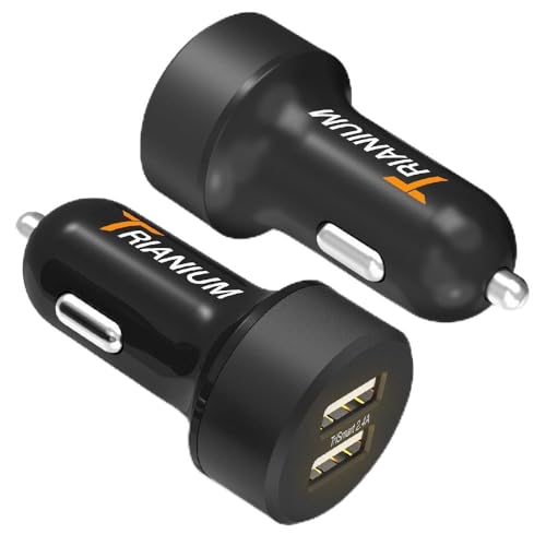 Trianium Car Charger 24W (2 Pack) Dual Charger Adapter, AtomicDrive SmartUSB Compatible iPhone 12 11 Pro Max/XR/XS Max/X/8/7/6s/6 Plus, iPad Pro/Air2/Mini,Galaxy S20,Note,LG,Nexus,HTC,Huawei,and More