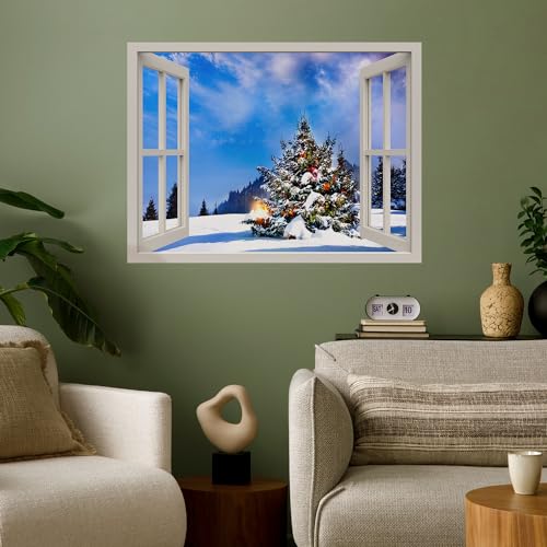 wall26 Wall Sticker Snowy Christmas Tree Winter Forest Celebrations &