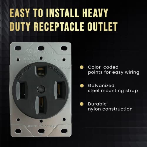 Select-Lighting Sl-Dr50A-4S Volt Straight Blade Device, Nema 14-50R, 50 Amps 125/250V Range Receptacle, Flush Mounting Power Outlet, Grounding, 3 Pole 4 Wired #TOP3