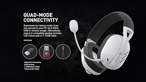 Fone de Ouvido Headset Gamer Havit Fuxi-H3 White Black, Com Fio e Sem Fio, Wireless 2,4GHz, Bluetoot