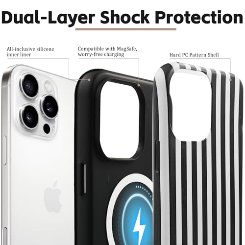 SenRiCase Magnetic Striped Phone Case for iPhone 14 Pro, Black and White by SenRiCase - Used condition - Image 2