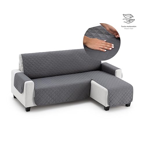 Miniatura 5 de Fundabel - Funda Cubre Chaise Longue Acolchada Due 200 Cm, Brazo Derecho, Color Gris, Protector De Sofá Universal, Tacto Suave Y Resistente, Ideal Para Mascotas, Fabricada En España
