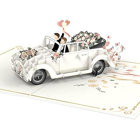 papercrush® Pop-Up Card Wedding Car Man & Man [NEW!] - 3D Wedding Card for Gay Couple, Elegant Greeting Card for Men's Wedding, Wedding Gift or Money Gift for 2 Men Cover
