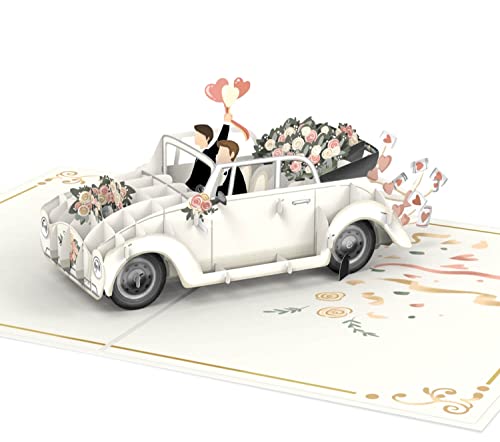 papercrush® Carte pop-up voiture de mariage homme et homme – Carte de mariage 3D pour couple gay...