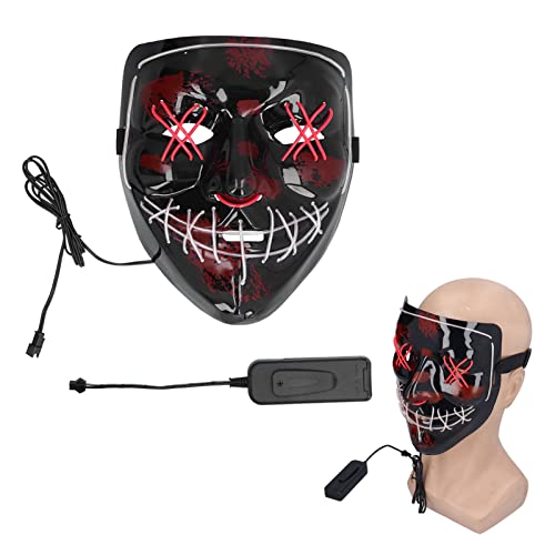 Máscara de Halloween, máscara brilhante de Halloween com 3 modos, máscara de purga, máscara de luz,