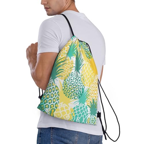 Tropical Pineapple Print Drawstring Bags, Backpack Bag For Shopping, Sport, Yoga, Travel,Gym, Swimming, Beach3