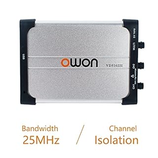 OWON VDS1022i Oscilloscopio USB basato su PC, 2+1 (multi) canali Oscilloscopio portatile portatile, oscilloscopio virtuale Larghezza di banda 25 MHz con isolamento del canale oscilloscopio