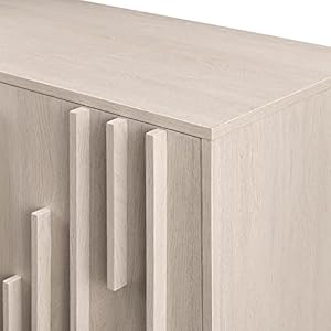 Walker Edison Contemporary Detailed 3 Door Sideboard 55 Inch Ivory Oak