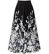 Hcclijo Gonne A Trapezio A Pieghe in Chiffon Estivo Gonne Lunghe in Tulle per Il Tempo Libero da Spiaggia Elastiche da Donna Beige S
