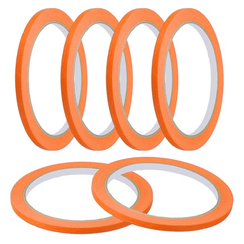 Image of MECCANIXITY Masking Tape 0.2 Inch x 21 Yard Painter's Tape Orange Paint Tapes for DIY Crafts Arts Drawing Decoration Labeling Car Painting Artist Teachers, Pack of 6