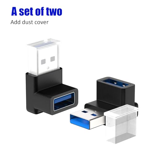 Gbformat 2 pcs Adapter USB auf USB 3.2 Winkelstecker 90 Grad Adapter/10Gbps 5V@3A Adapter USB-A auf USBA Kompatibel mit Phone Laptop Tablet