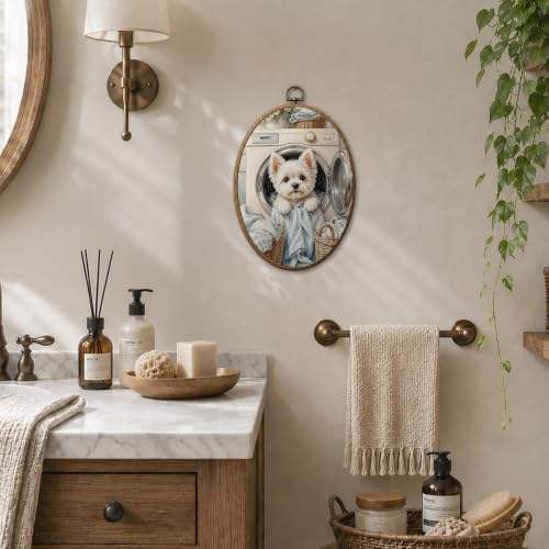 Toile murale Westie de qualité supérieure impression sur toile ovale Sufamb