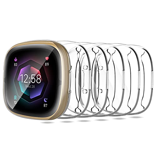 KPYJA Screen Protector for Fitbit Sense 2/Versa 4 Case Soft TPU Plated Case All-Around Protective Screen Full Cover Bumper for Sense 2/Versa 4 Smart Watch