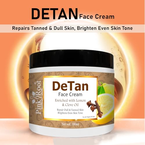 Image of Pink Root Detan Tan Removal Face Cream, Reduces Sun Tan , Helps in Hyperpigmentation & Dark Spots|Dermatologically Tested - For Tan Removal (100 g)