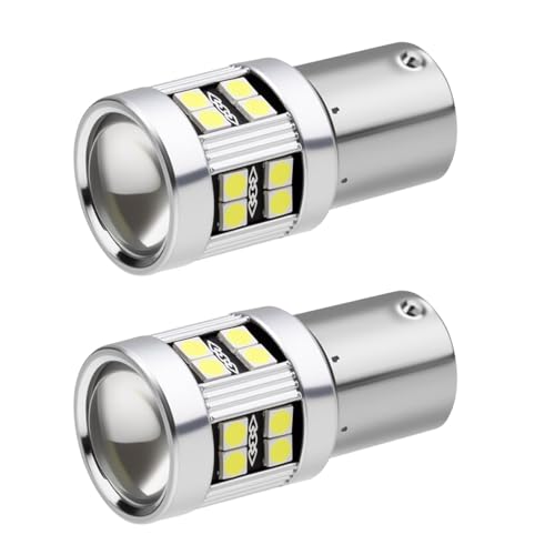 Fuitke P21w 1156 BA15S LED Bulb, 6W 12V-24V DC10-30V White 6000K Super Bright Reverse Lights for Stop Drl Parking Turn Signal Light RV Tail Brake Rear Fog Lamp Position (2 Pcs)