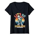 Photo Gallery donna funny back to school vibes retro skeleton school mode kids maglietta con collo a v Photo Gallery donna funny back to school vibes retro skeleton school mode kids maglietta con collo a v