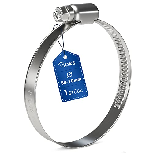 Vioks Set Di Fascette Stringitubo, 1 Fascette Stringitubo Da 50 – 70 Mm Ø Fascette Stringitubo In Acciaio Inox/Lavatrice/Adattatore Di Scarico, Fascet