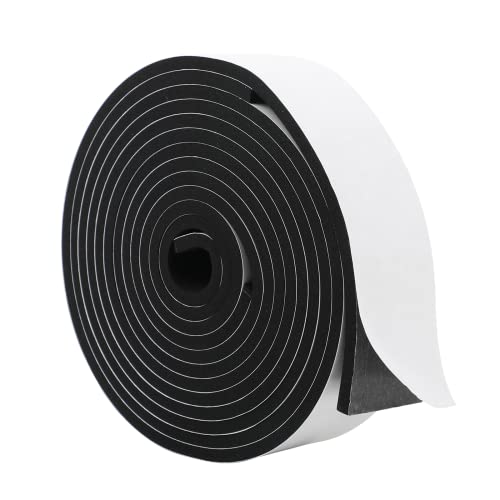 Image of MAGZO Weather Stripping Door Seal, 2 Inch Wide X 1 /4 Inch Thick Adhesive Foam Tape Soundproof Weatherstripping for Windows, 2 Rolls Total 13FT Black
