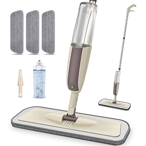 Microfiber Spray Mop for Floors Cleaning - MEXERRIS Floor Mop with Spray Flat Mop with 3 Pads and 300Ml Refillable Bottle Suitable for Hardwood, Marble, Tile, Laminate, or Ceramic Floors