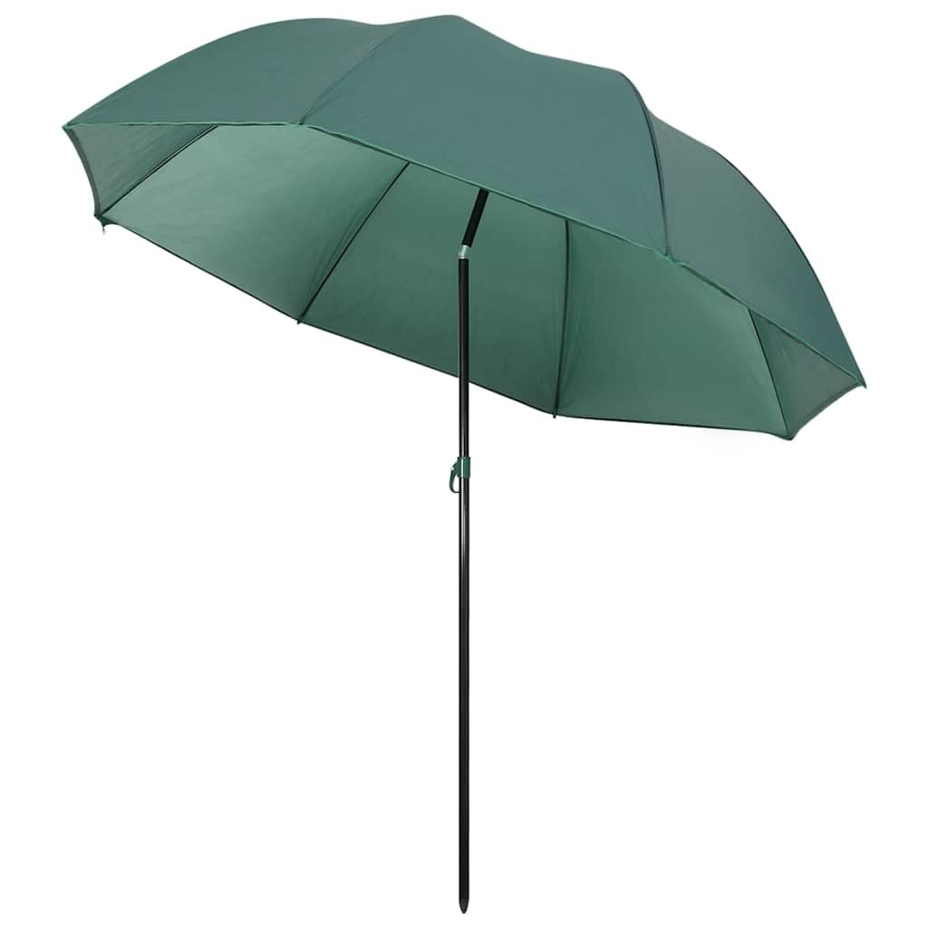 Parasol wędkarski, zielony, 220 x 193 cm, z wytrzymałą ramą i pierwszorzędnym obiciem, parasol plażowy z ochroną przed promieniowaniem UV i praktycznymi ścianami bocznymi do łatwego transportu