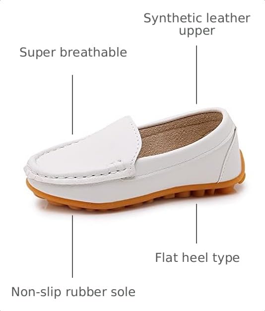 Image of SOFMUO Boys Girls Leather Loafers Slip-On Oxford Flats Boat Dress Schooling Daily Walking Shoes(Toddler /Little Kids)