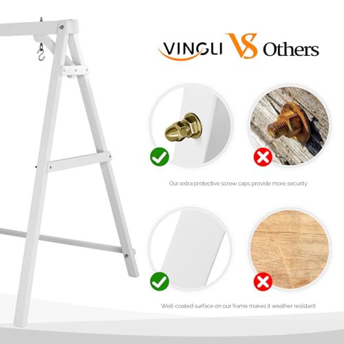 Image of VINGLI 6.9FT Wooden Porch Swing Frame for 5FT Swing, White