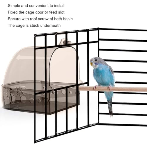 Bañera para pájaros que evita salpicaduras en la jaula de loros grises 3