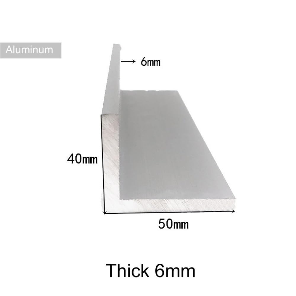 Aluminium-L-förmiges Winkelprofil, 40 x 50 6 mm, Aluminiumlegierungsprofil, rechtwinkliges Blech, L-förmiges Alu-Blech for Robotik-Projekte, 1 Stück(500mm)