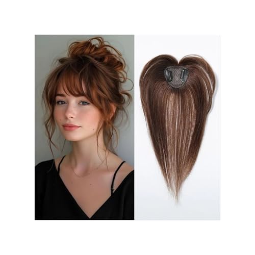 10 pulgadas Remy pelo humano con flequillo postizo, flequillo 3D para cabello fino de mujer añade volumen al cabello (marrón oscuro)