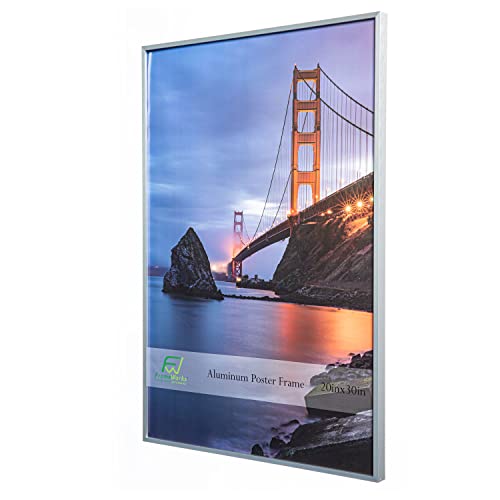 Frameworks 20” X 30” Silver Brushed Aluminum Poster Picture Frame With Plexiglass 1-Pack #TOP1