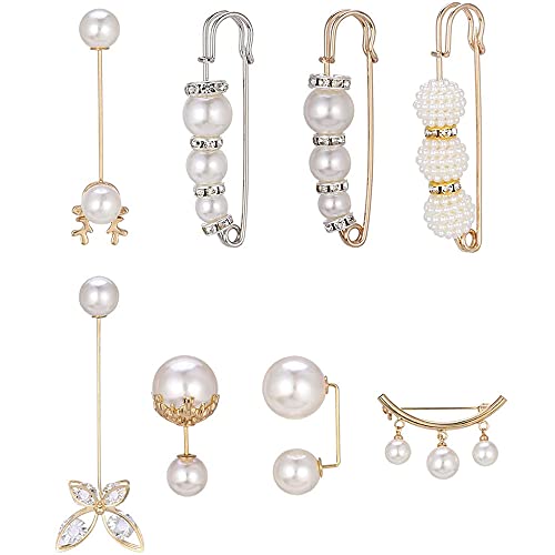 8 Pièces Cristal Epingles de Sûreté, Perlé Épingle de Sûreté, Pince à Châle pour Pull, Perles Broches Dames, Broche Épingle à Nourrice, Épingle à Nourrice avec Pull, pour Dames Accessoires de Costumes Cover