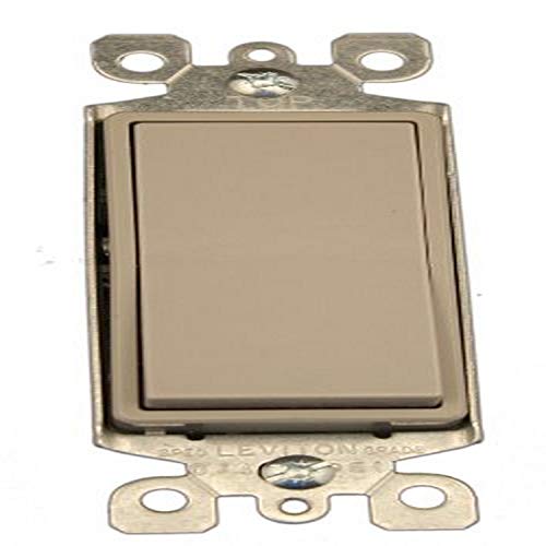 Leviton 5601-2GY 15 Amp, 120/277V, Decora Rocker Single-Pole AC Quiet Switch, Residential Grade, Grounding, 10 Pack, Gray