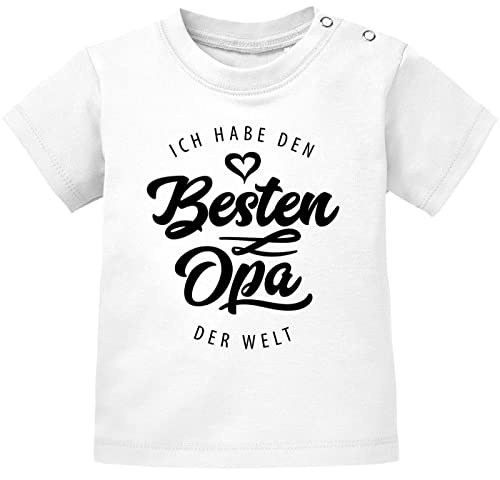 MoonWorks® – Camiseta de manga corta para bebé, con texto en alemán 'Ich Habe den besten Papa der Welt' El mejor ópalo blanco. 92/98 16-24 meses