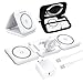 CYBERGIANT 3 in 1 Apple Charging Station for iPhone Airpods iWatch - Travel Charger for Multiple Devices, Portable Foldable Charging Station - Magnetic iPhone Charger with Adaptor&Case (White)