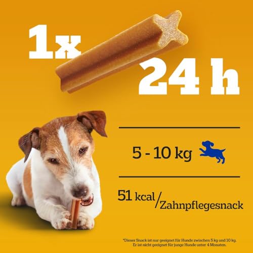 Pedigree DentaStix Hundesnack für kleine Hunde (5-10kg), Zahnpflege-Snack mit Huhn und Rind, 10 Packungen je 7 Stück (10 x 100 g)