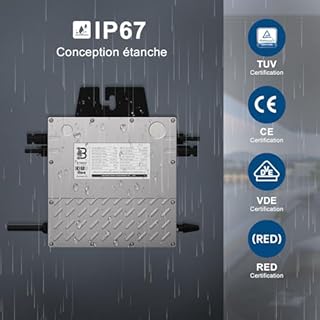 BENY Micro-onduleur Solaire 800W- Onduleur Connecté au réseau électrique avec Contrôle Wi-FI et APP- Puissance de l'onduleur Solaire réglable de 800 W à 600 W- IP67- Câble de Connexion de 5 m de Long