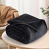 KeyEnergy Microfiber Fleece Throw Blanket Twin Size Grey - Luxury Plush, Super Soft & Cozy All-Season Lightweight Warm Blanket for Bed, Couch