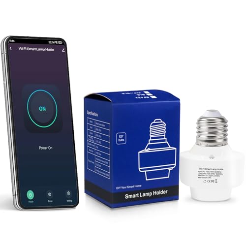 QIACHIP Smart WiFi Portalampada E27,Tuya Intelligente di Conversione Testa della Lampada Adattatore per LED Lampadina Wireless Timer Funziona con Alexa Smart Life Max.500W
