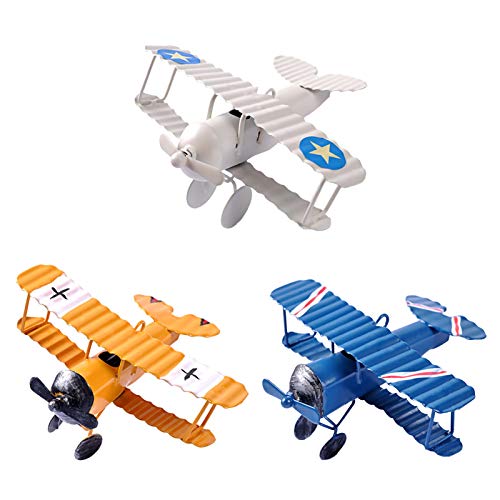 Ezakka Airplane Hanging Ornament Vintage Mini Metal Airplane Decor Decorations Model Aircraft Biplane Pendant For Room, Cake Toppers, Photo Props, Christmas Tree, Desktop #TOP2