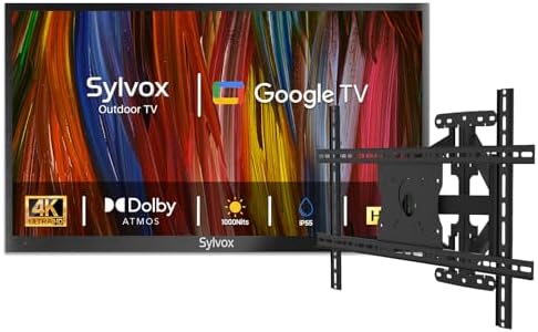 SYLVOX Outdoor TV with Mount & Cover, 43 inch 4K Smart TVs, Weatherproof & IP56 Waterproof, Support Google Assistant, Chromecast, 1000 nit Brightness Partial Sun Deck Pro 3.0/2026